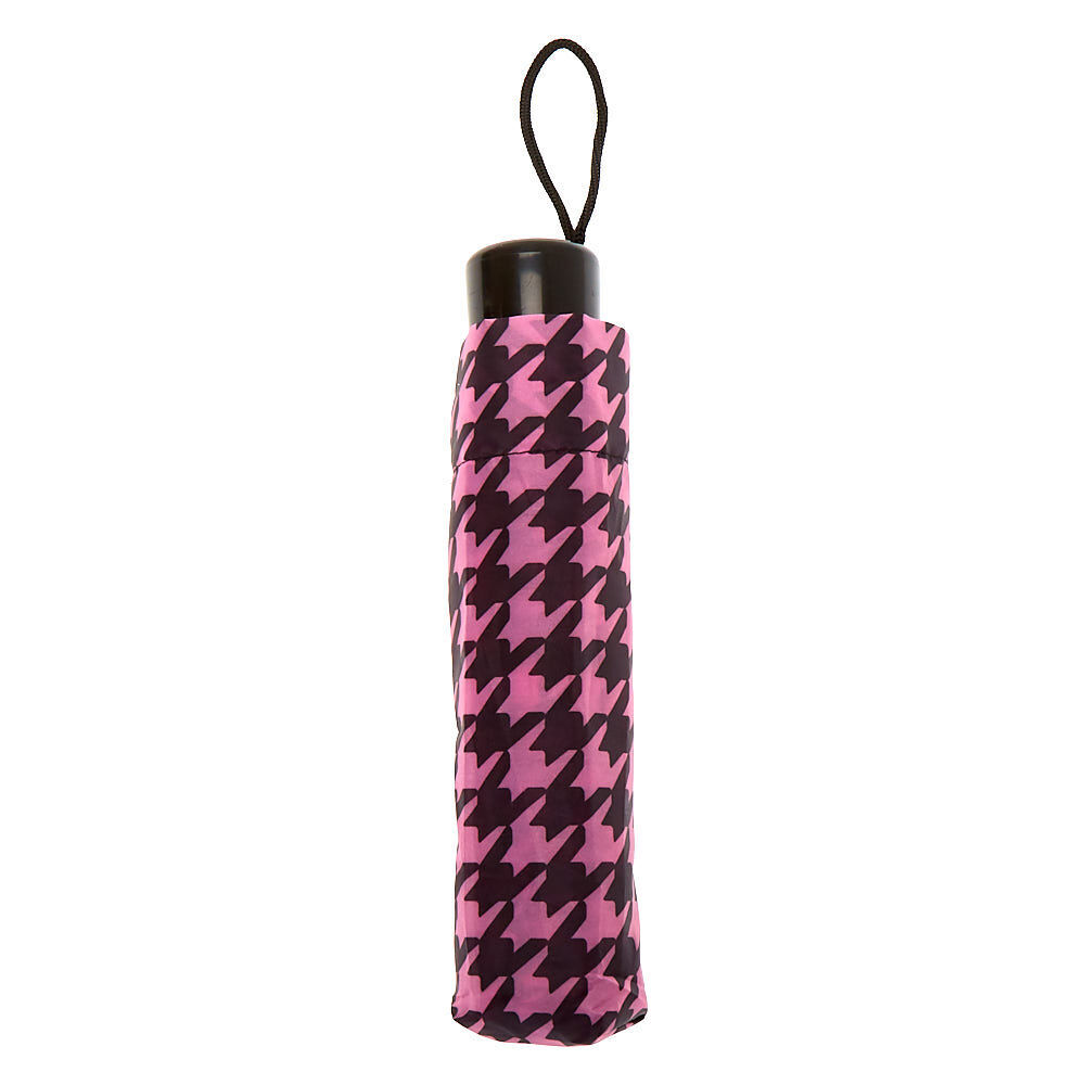 Pink & Black Houndstooth Umbrella,