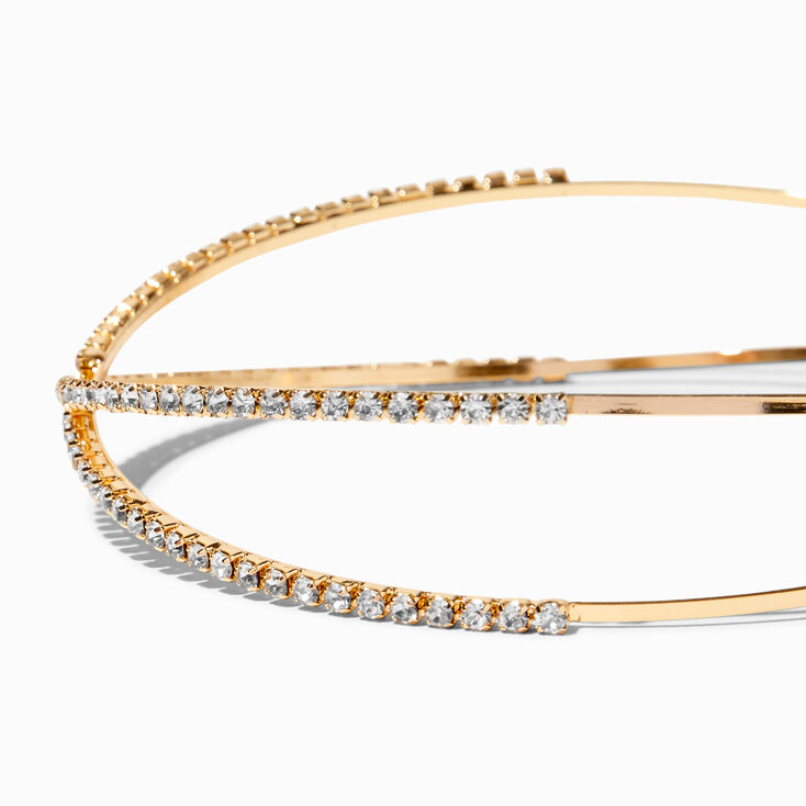 Gold Criss-Cross Crystal Two Row Headband,