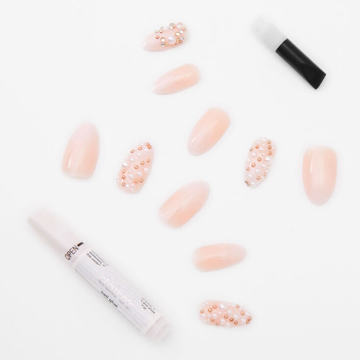 Luxe Pearl Stiletto Faux Nail Set - White, 24 Pack,