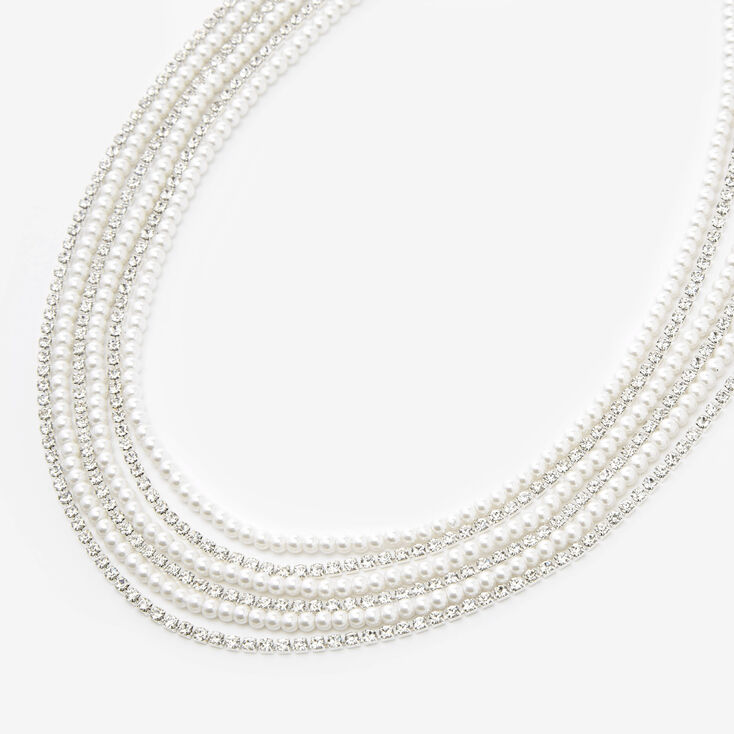 Claire's Ras-de-cou multi-rangs perles d'imitation et strass
