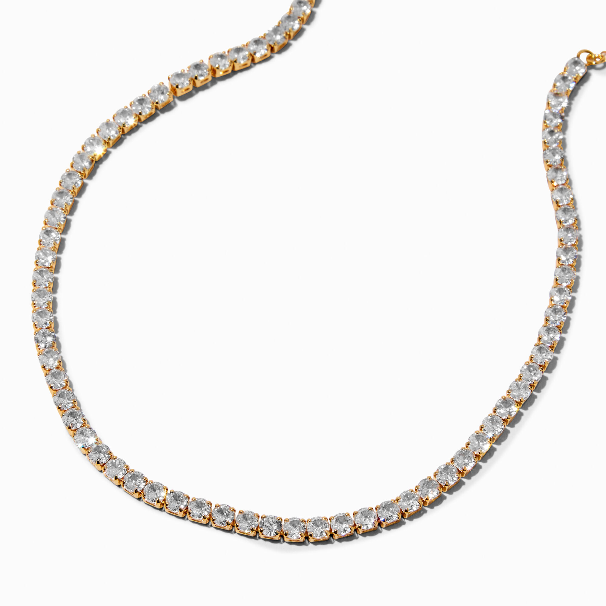 C LUXE by Claire s 18k Yellow Gold Plated Cubic Zirconia Cup Chain Necklace