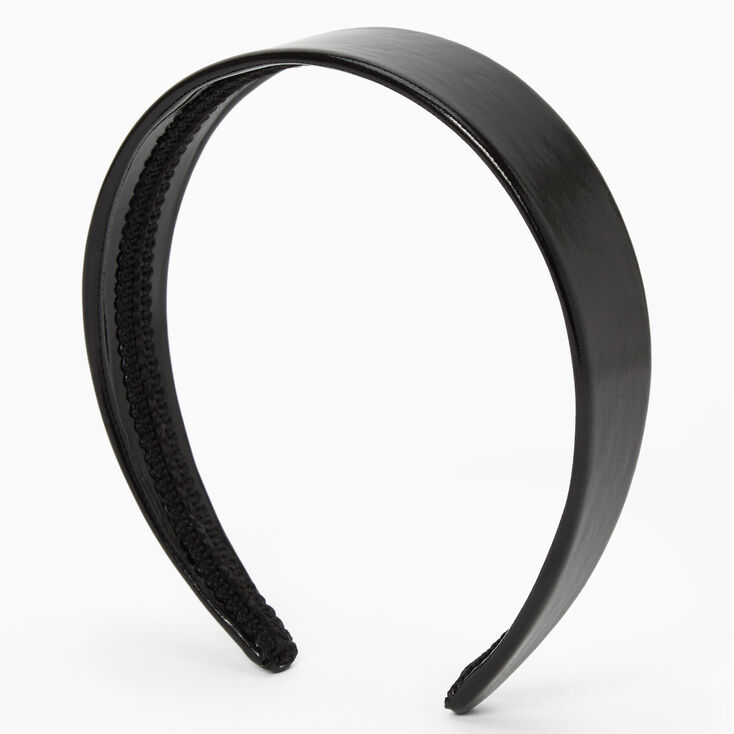 Black Faux Leather Wide Headband,