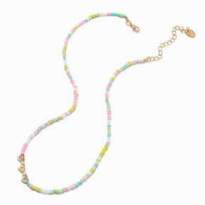 Best Friends Seed Bead  Gold-tone Heart Charm Necklaces - 2 Pack,