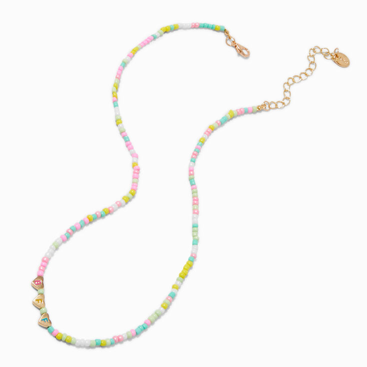Best Friends Seed Bead  Gold-tone Heart Charm Necklaces - 2 Pack,