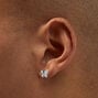 Silver-tone Cubic Zirconia Flower &amp; Butterfly Stud Earrings - 3 Pack,