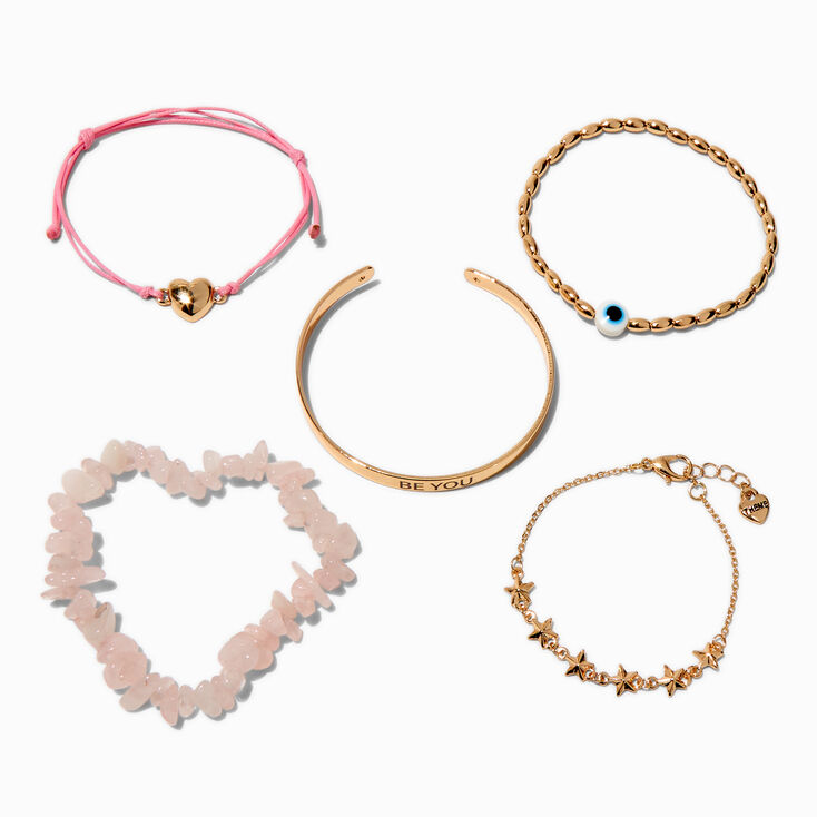 T H E M E x Claire&#39;s &#39;&#39;Be You&#39;&#39; Evil Eye Beaded Bracelet Set - 5 Pack,
