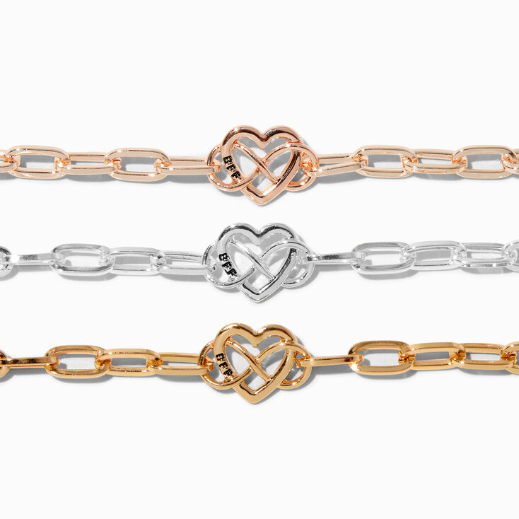 Best Friends Mixed Metal Infinity Heart Bracelets - 3 Pack,