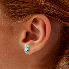 Blue Bunny Glitter Stud Earrings,