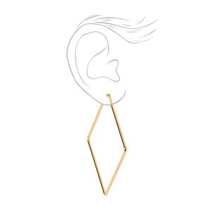 18ct Gold Plated Refined Rhombus Hoop Earrings,