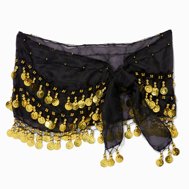Fortune Teller Golden Coin Black Wrap Skirt,