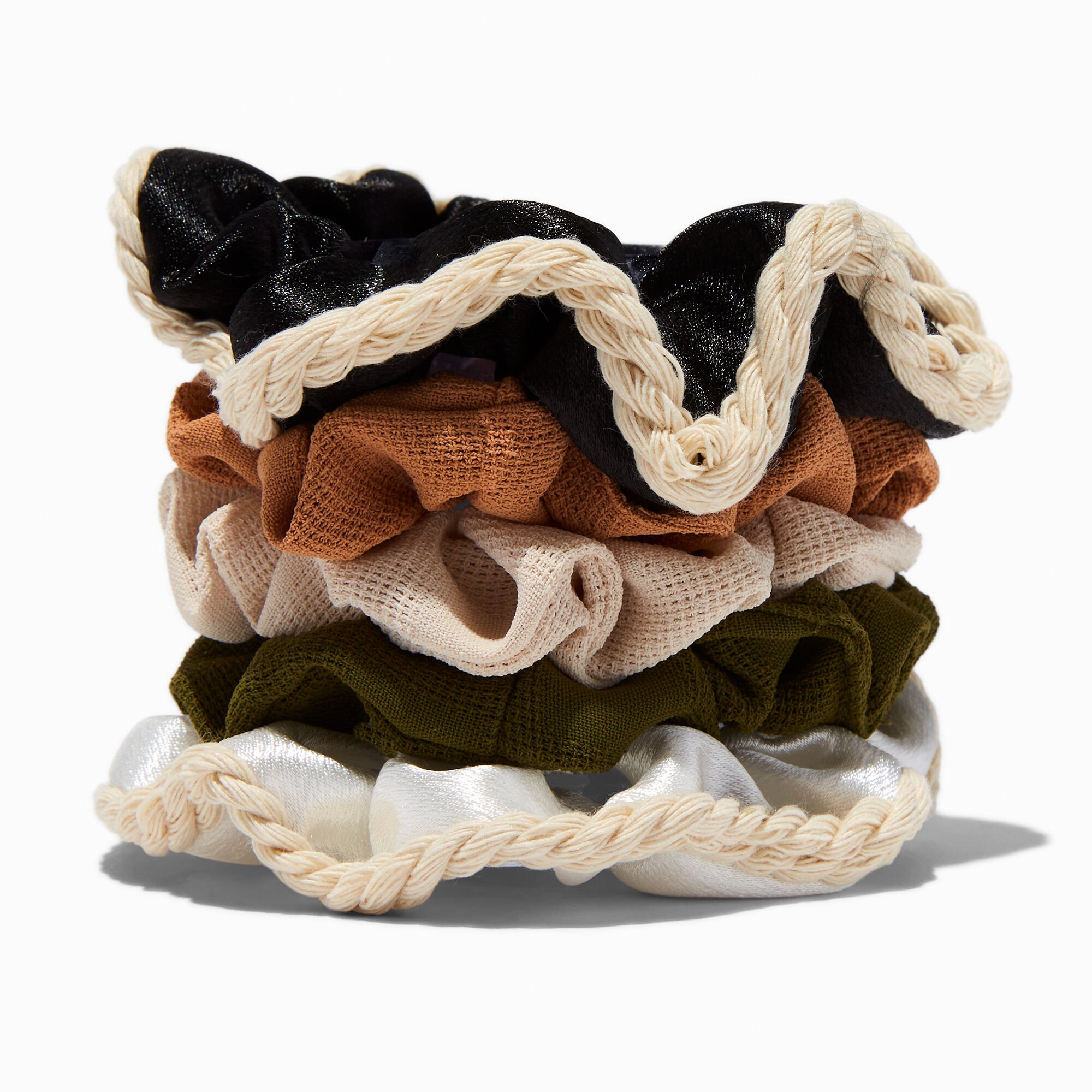 View Claires Neutral Rope Hair Scrunchies 5 Pack information