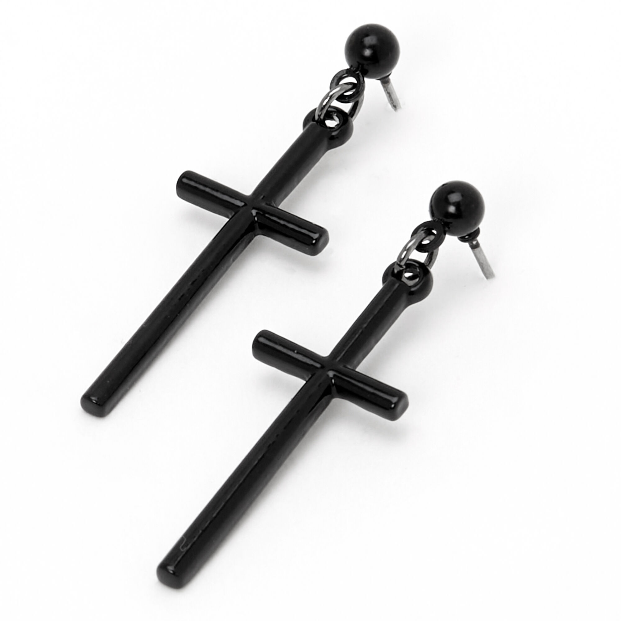 Dangling cross hotsell earrings black
