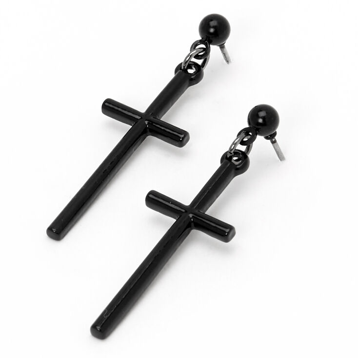 Pendantes croix basiques 4&nbsp;cm noires,