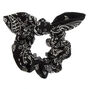 Bandeau bandana soyeux imprim&eacute; floral et cachemire - Noir,