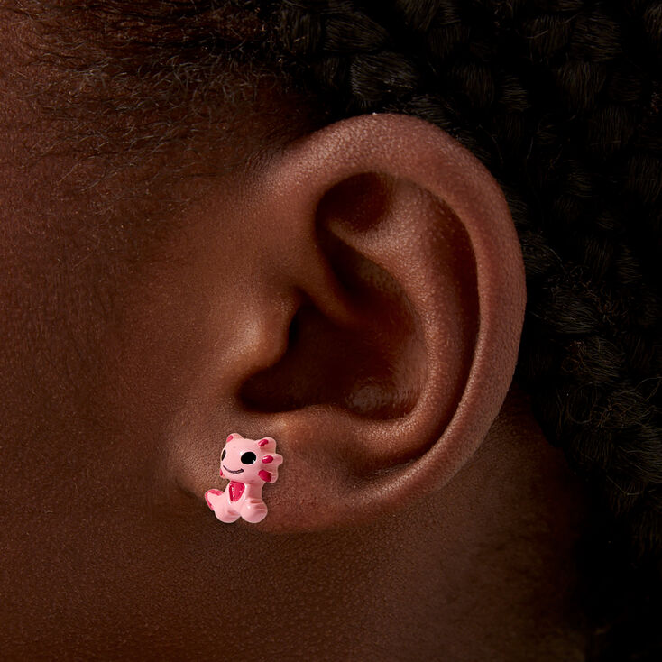 Pink Axolotl Stud Earrings,