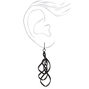 Black 3&quot; Triple Spiral Drop Earrings,