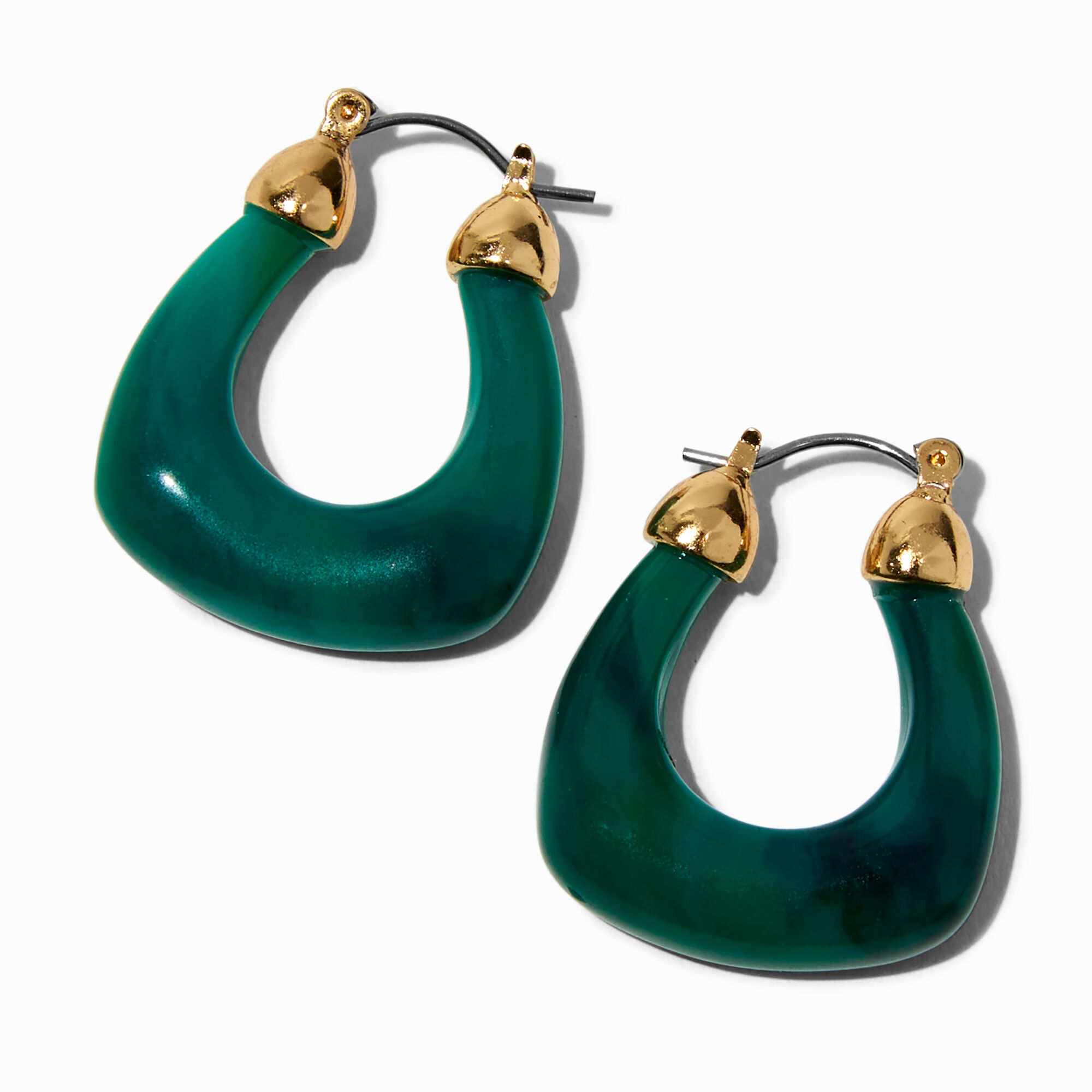 View Claires Malachite Horn 30MM Hoop Earrings Gold information