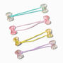 Claire&#39;s Club Pastel Iridescent Bow Charm Hair Ties - 4 Pack,