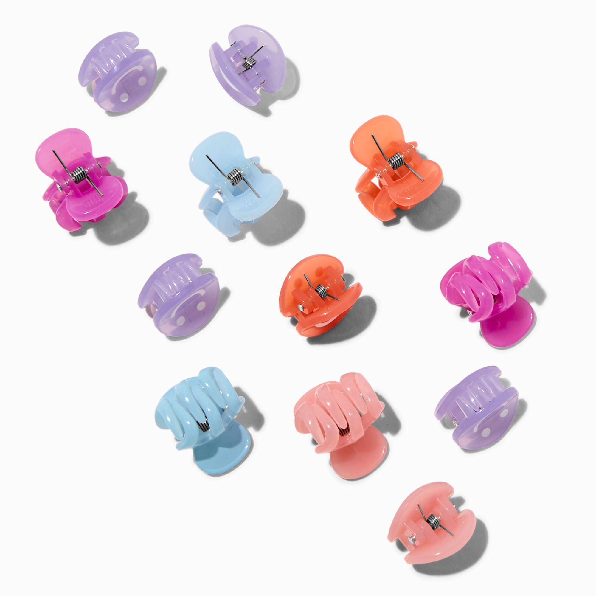 Pastel Happy Face Mixed Mini Hair Claws - 12 Pack,