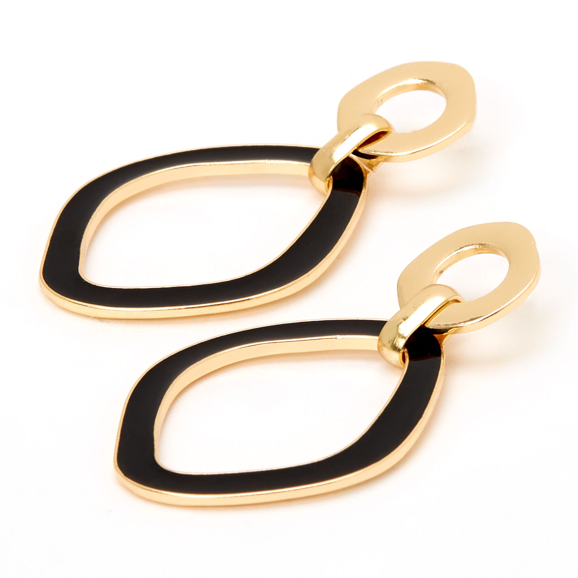 Gold 2.5" Round Melted Geometric Drop Earrings - Black,