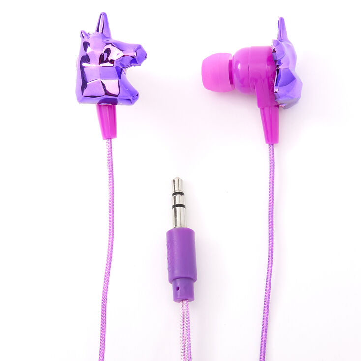 Claire's Écouteurs licorne métallisés avec microphone - Violet