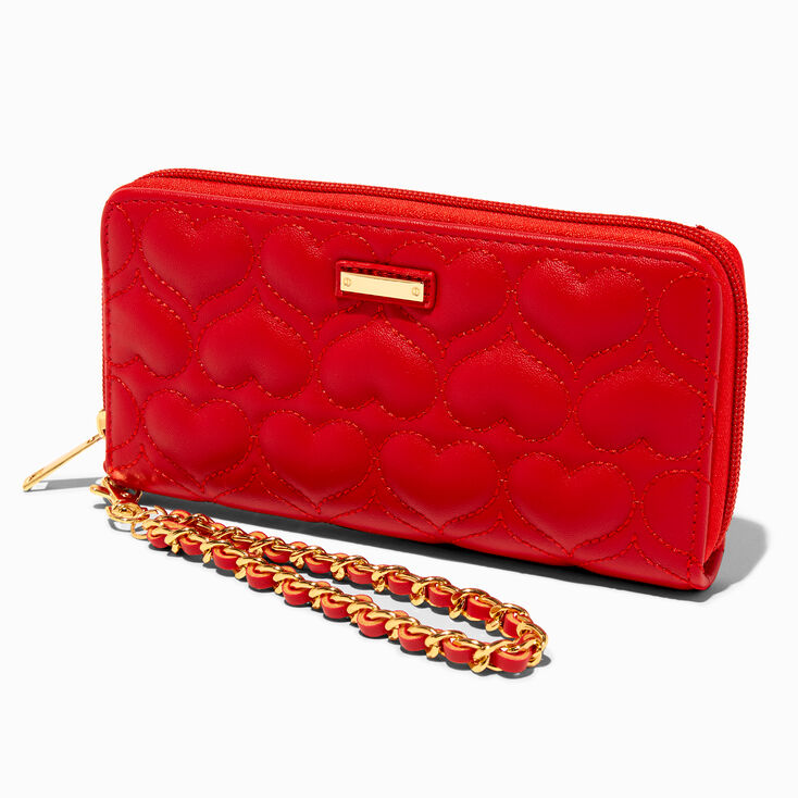 Quilted Red Hearts Wristlet Wallet,