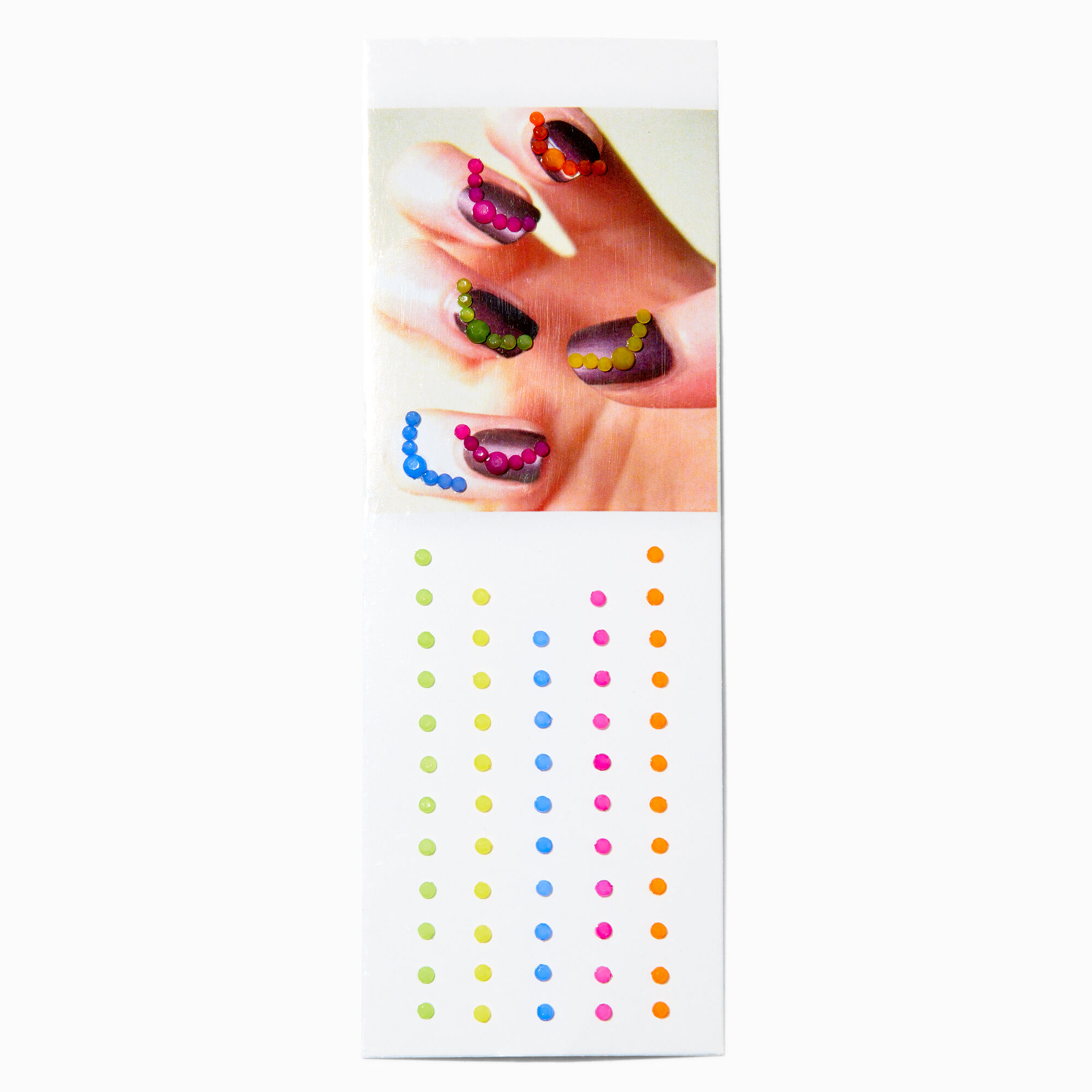 View Claires Neon Circle Nail Gem Pack Rainbow information