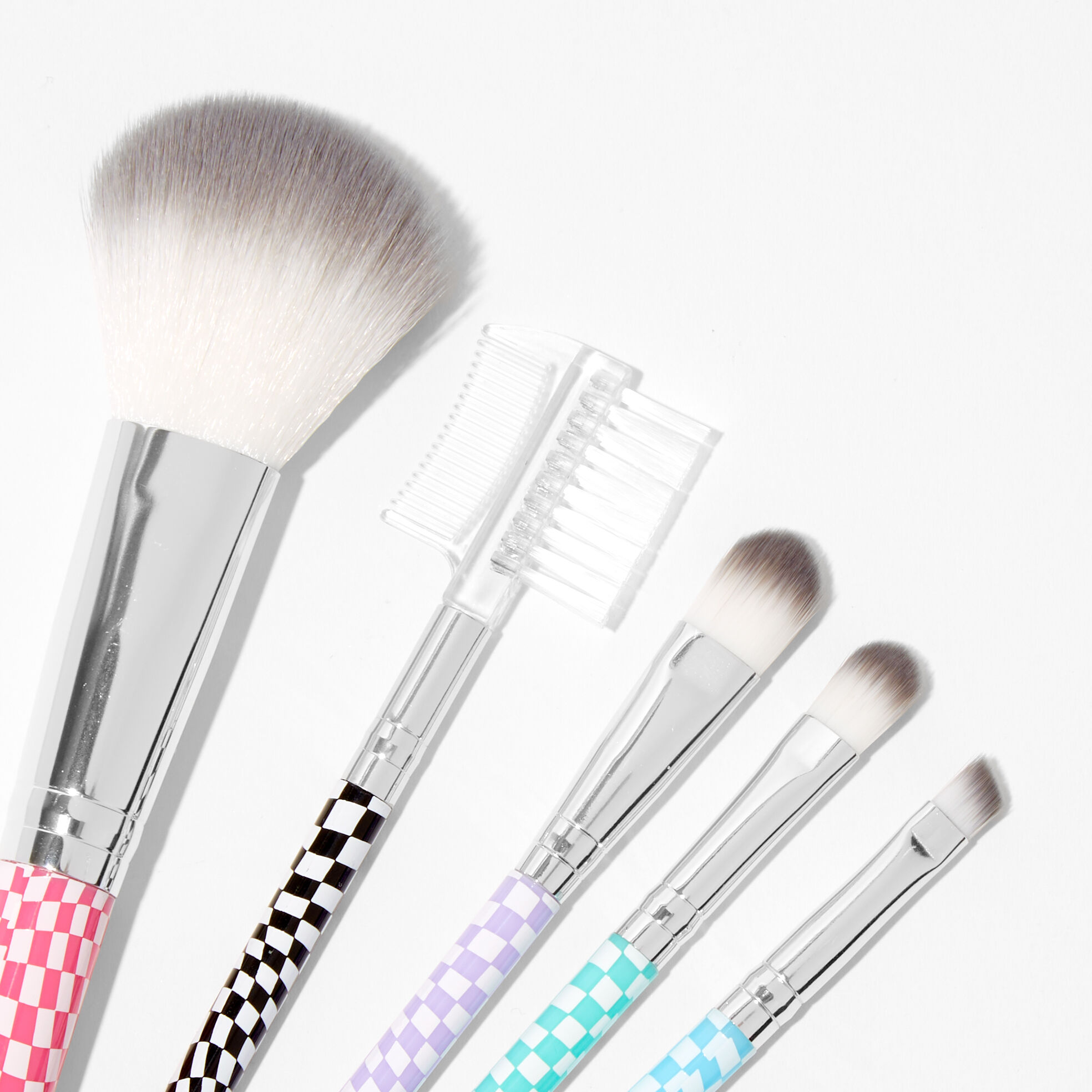 Pastel Checkered Makeup Brushes (5 pack),