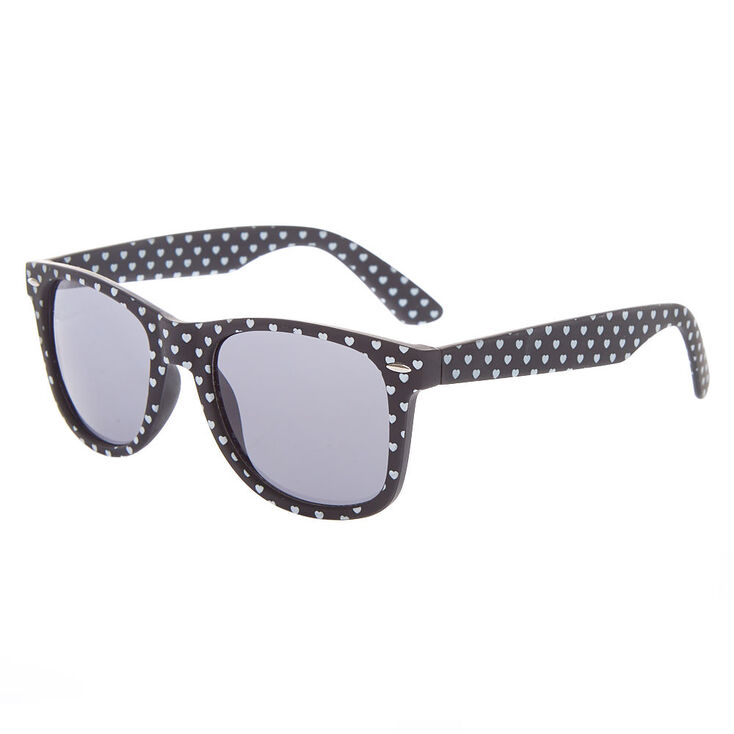 Claire's Lunettes de soleil rétro noires en forme de cœur