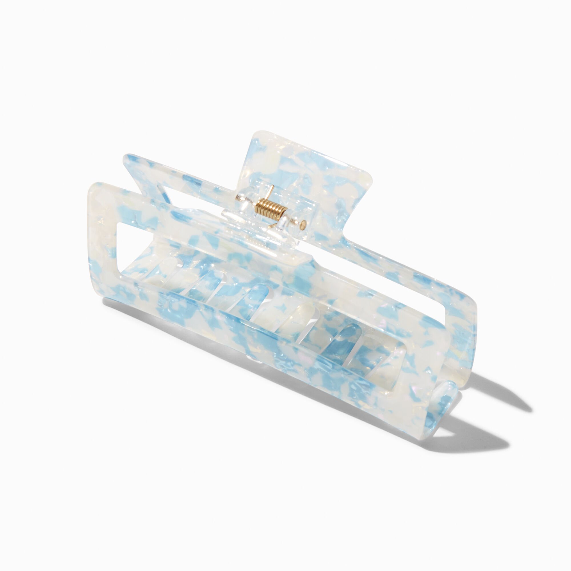 Blue Tortoiseshell Large Rectangular Hair Claw,