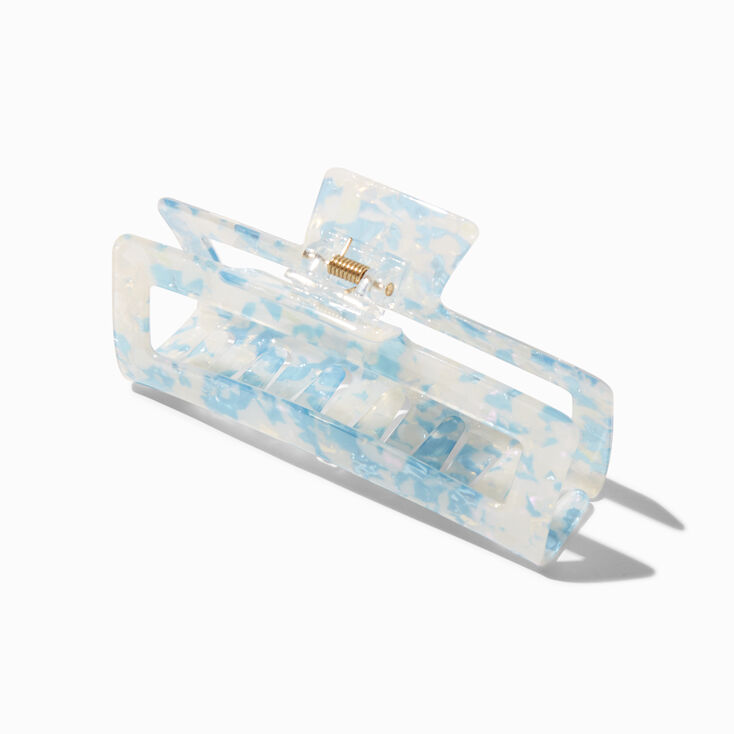 Blue Tortoiseshell Large Rectangular Hair Claw,