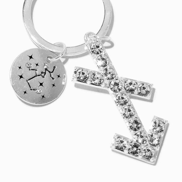 Sagittarius Mystical Gem Silver Zodiac Keychain,