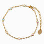 Gold-tone Iridescent Crystal Chain Anklet,