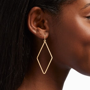 Gold Diamond Outline Drop Earrings,