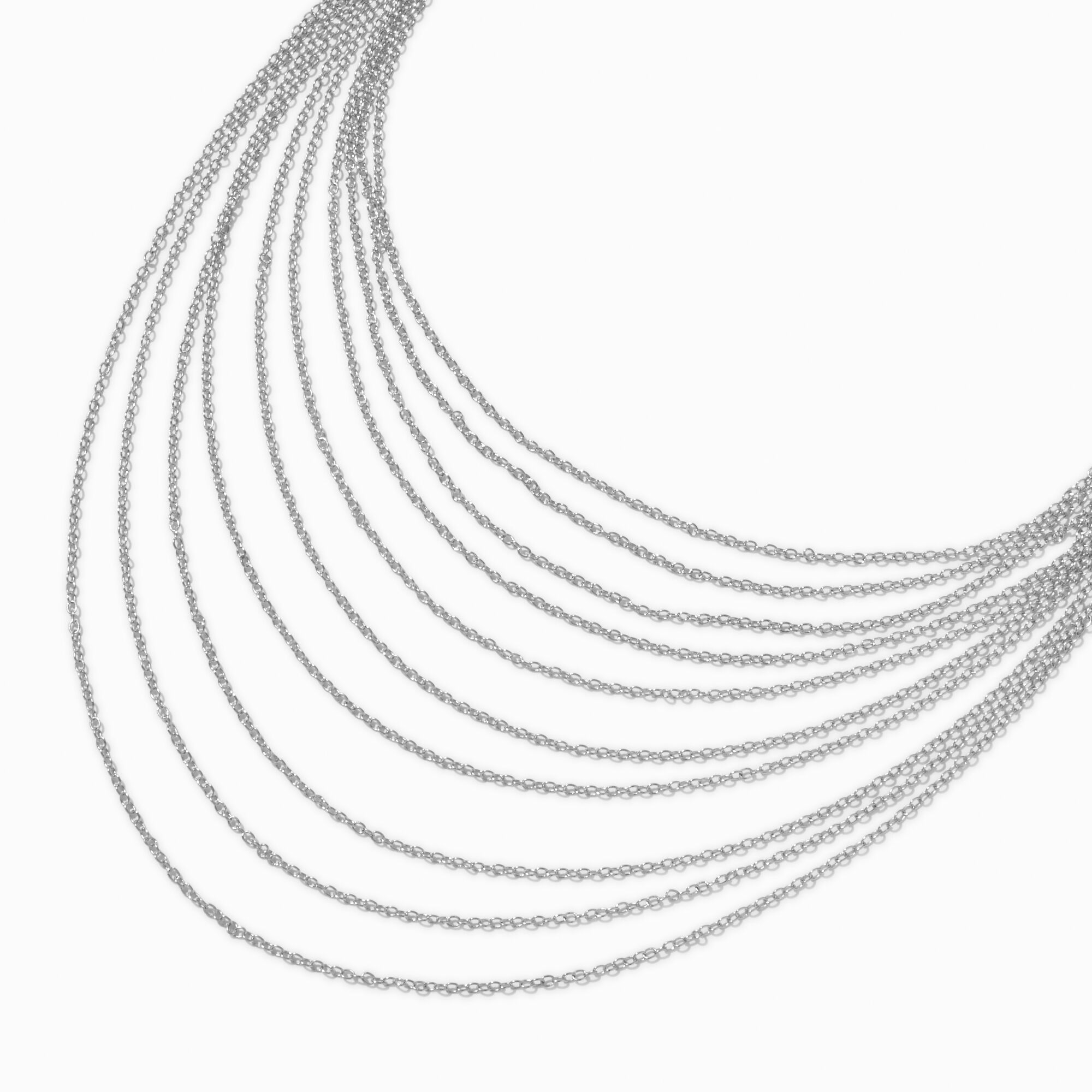 View Claires Tone Draped Chain MultiStrand Necklace Silver information