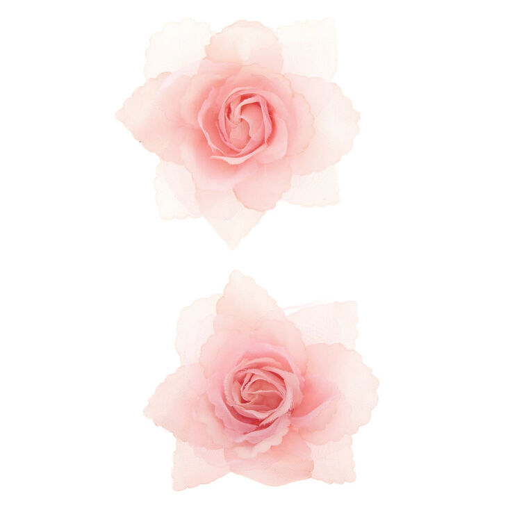 Mini Rose Hair Clips Blush Pink 2 Pack Claire S Us