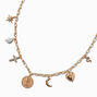Gold-tone Coin Charm Necklace ,