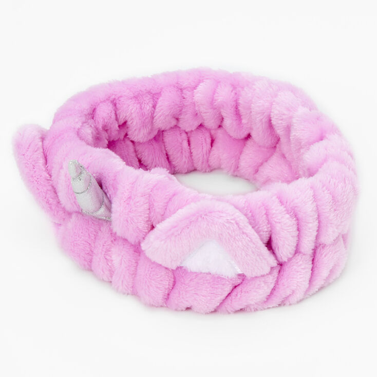 Plush Pink Unicorn Ear Makeup Headwrap,