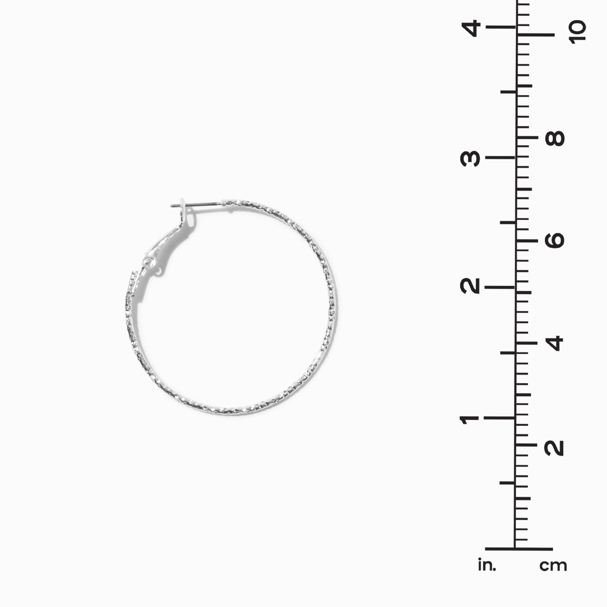 Silver-tone 40mm Laser Cut Hoop Earrings,