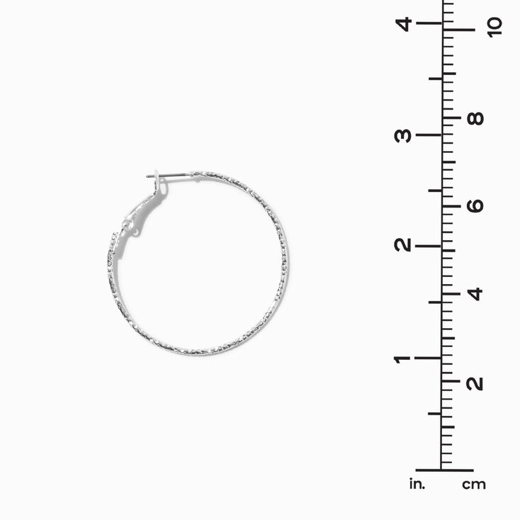 Silver-tone 40MM Laser Cut Hoop Earrings,