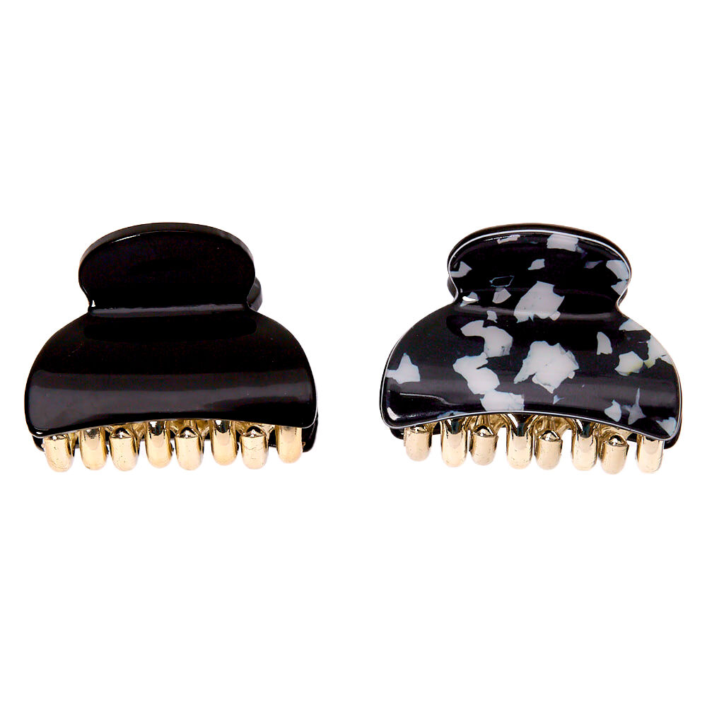 Black & White Tortoiseshell Mini Hair Claws - 2 Pack,