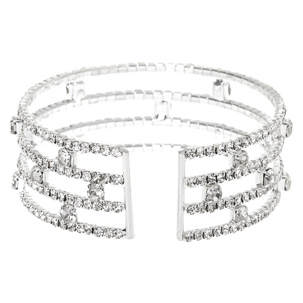 Silver rhinestone cuff bracelet on sale