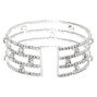 Silver Rhinestone Stacked Cuff Bracelet,