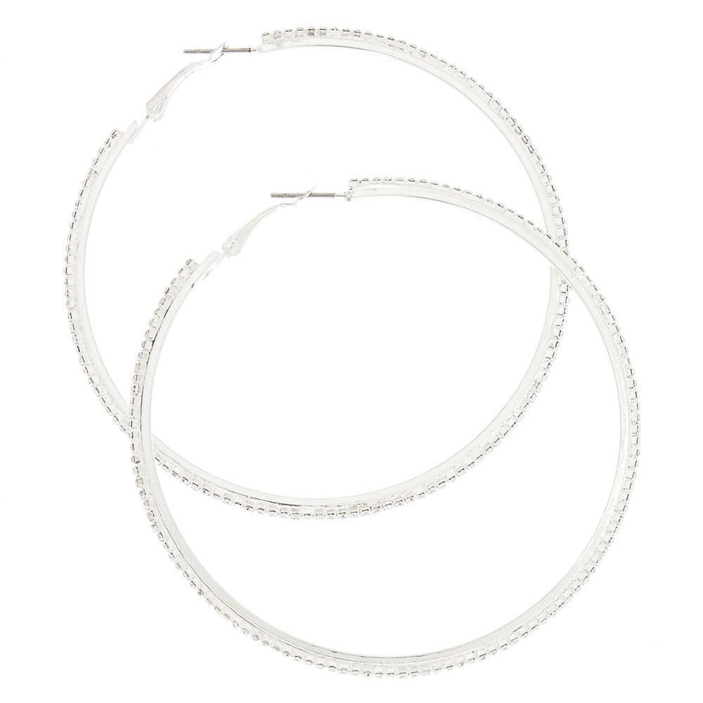 70mm silver 2025 hoop earrings