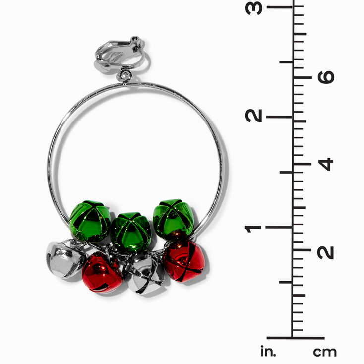 Pendantes &agrave; clip 8&nbsp;cm style cr&eacute;ole grelots de No&euml;l 50 mm couleur argent&eacute;e,