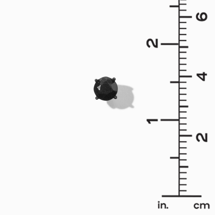 Black Cubic Zirconia Round Stud Earrings - 6MM, 7MM, 8MM,