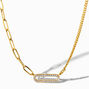 C LUXE by Claire&#39;s 18k Yellow Gold Plated Pav&eacute; Cubic Zirconia Paperclip &amp; Curb Chain Necklace,