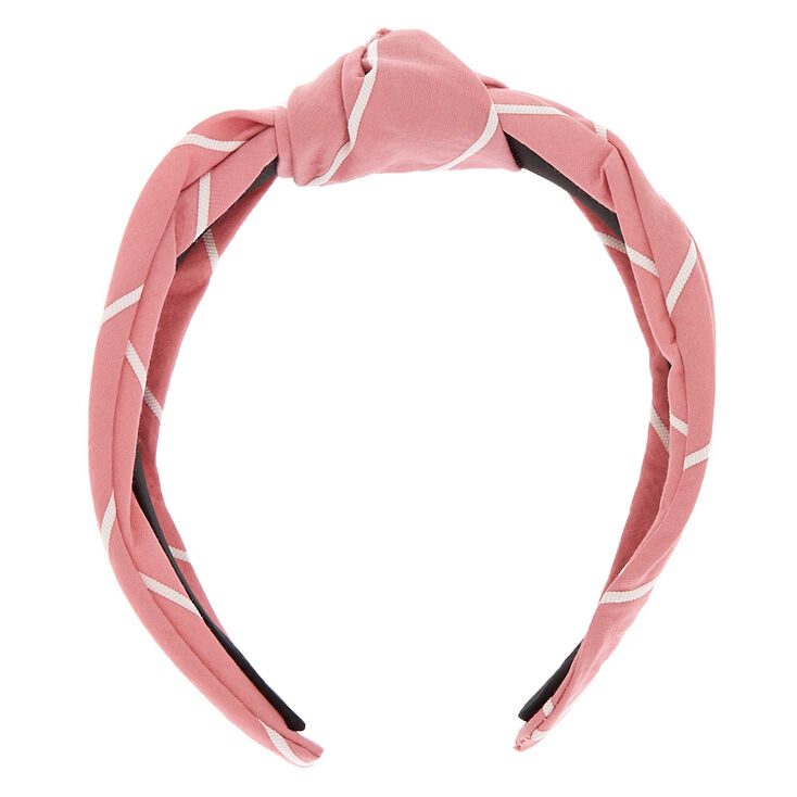 Serre-t&ecirc;te &agrave; n&oelig;ud rose &agrave; rayures,