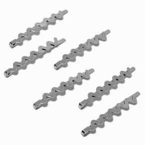 Silver-tone Wavy Hair Pins - 6 Pack,