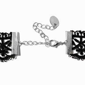 Black Lace Rose Choker Necklace ,